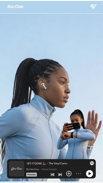 A live music integration concept — curated playlists embedded into fitness culture through QR access and branded visuals.